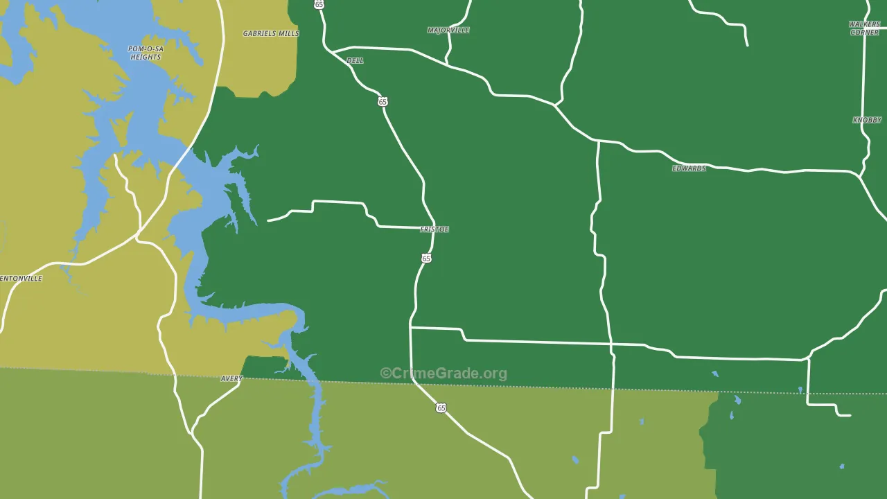Fristoe, MO Map of Vehicle Theft Rates