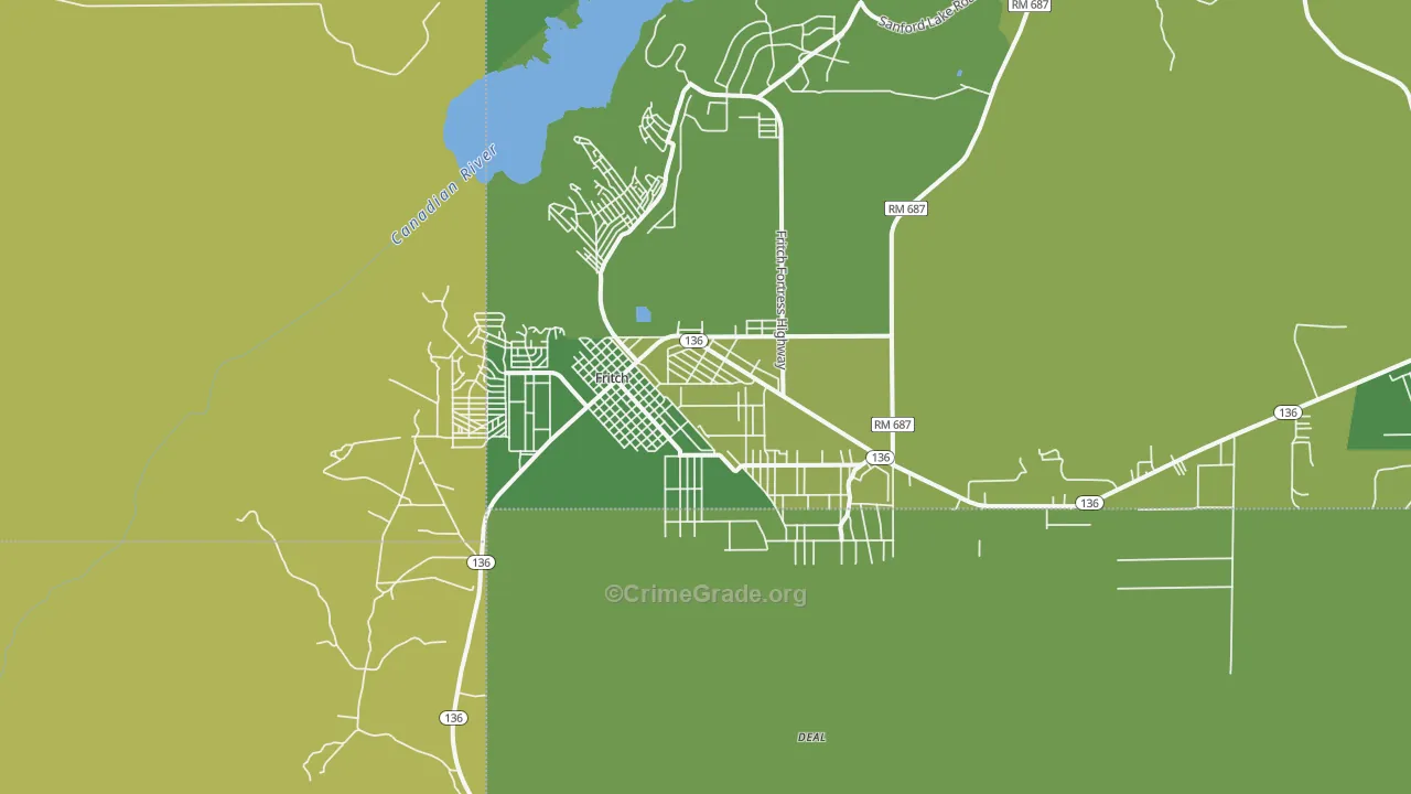 Fritch, TX Map of Vehicle Theft Rates