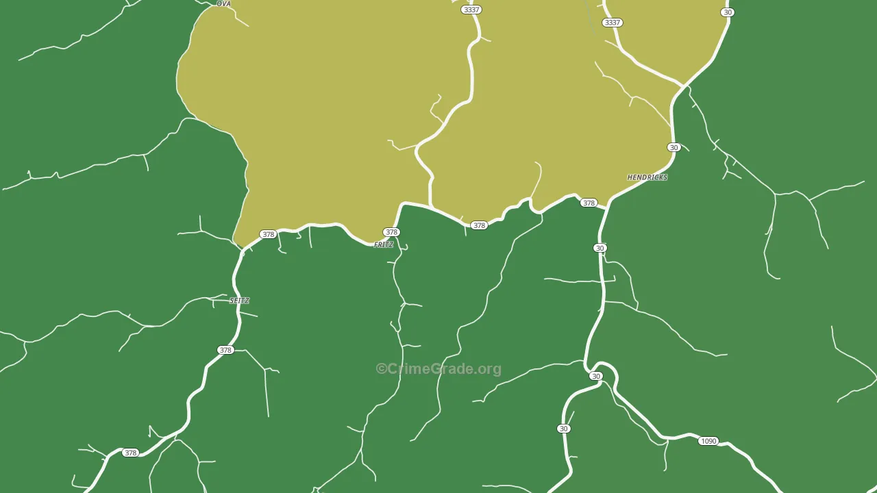 Fritz, KY Map of Vehicle Theft Rates