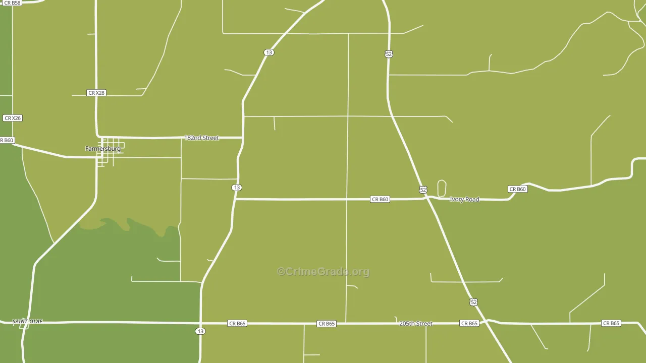 Froelich, IA Map of Vehicle Theft Rates