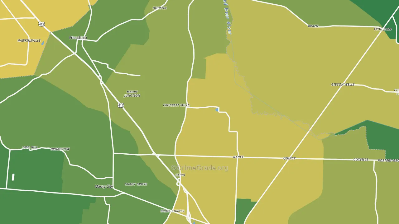 Frog Jump, TN Map of Vehicle Theft Rates