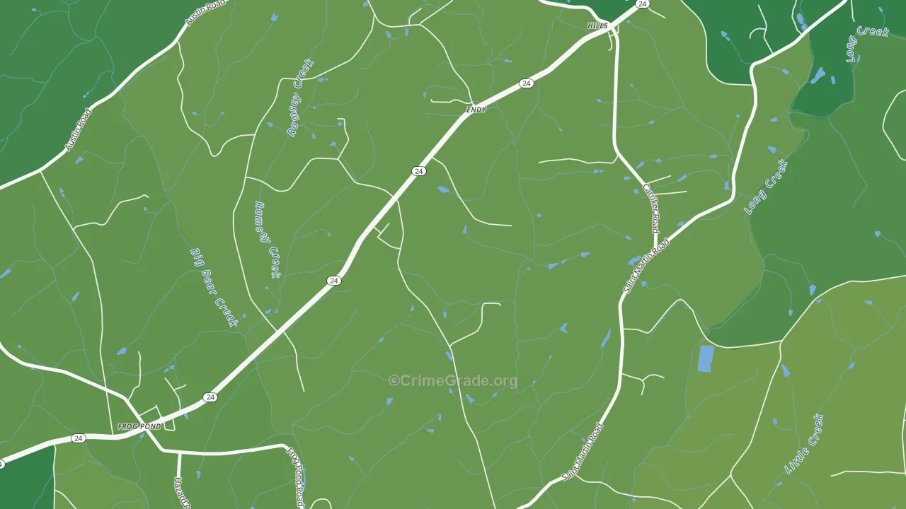 Frog Pond, NC Map of Vehicle Theft Rates