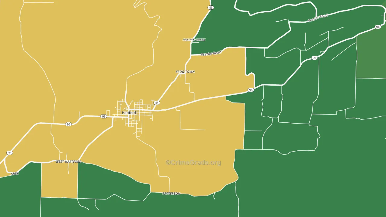Frog Town, AR Map of Vehicle Theft Rates