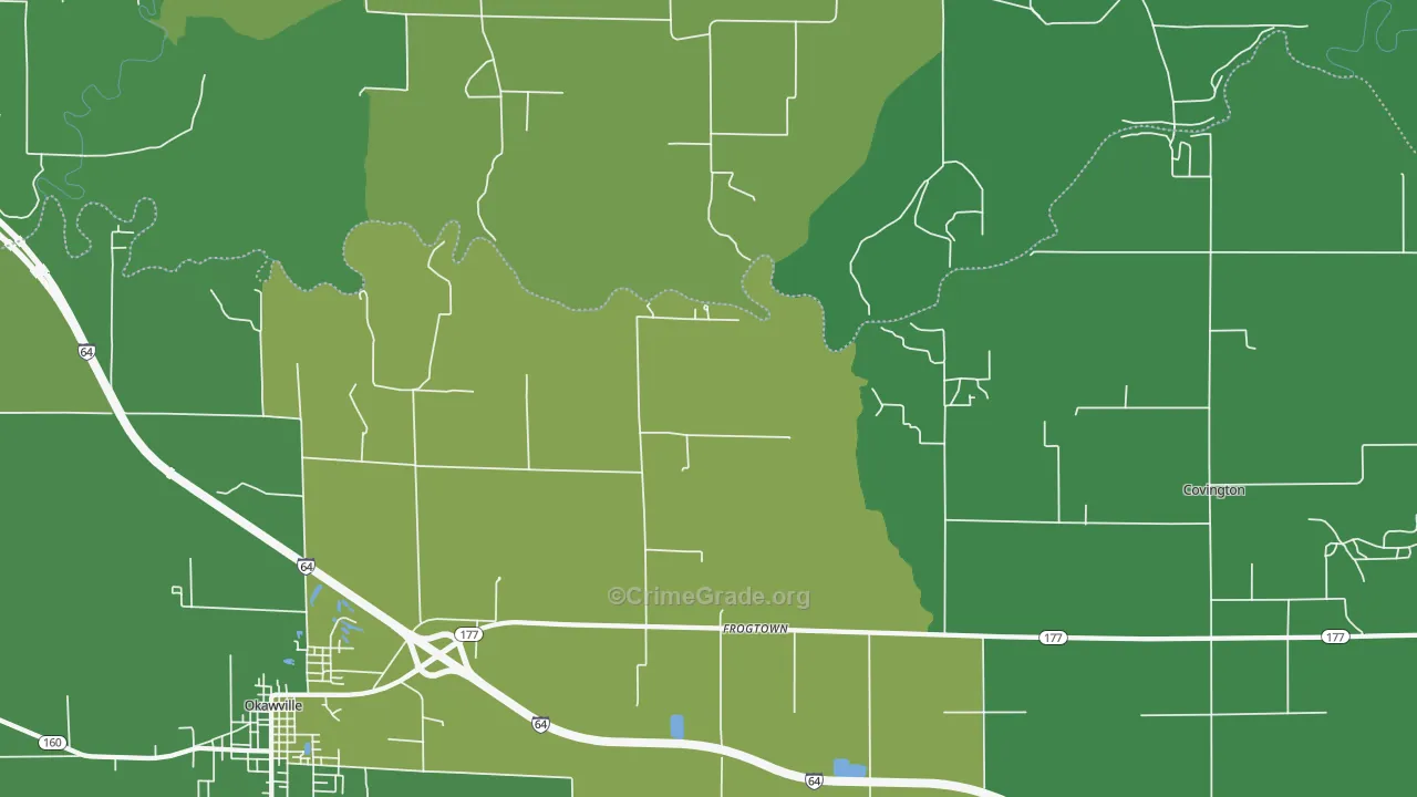 Frogtown, IL Map of Vehicle Theft Rates