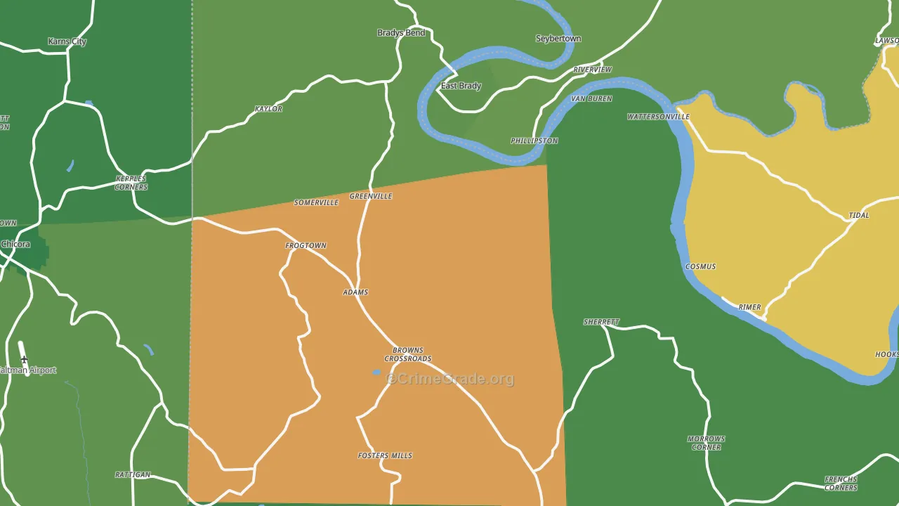 Frogtown, PA Map of Vehicle Theft Rates