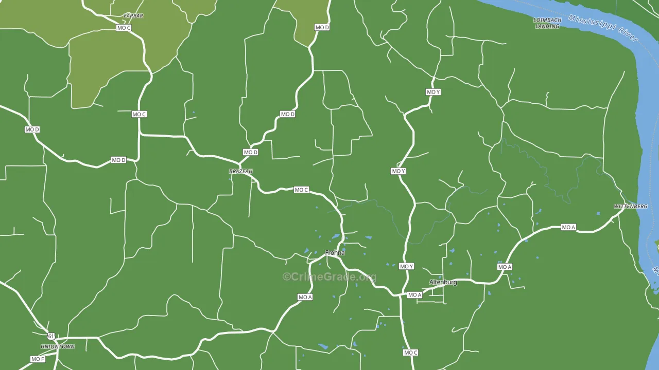 Frohna, MO Map of Vehicle Theft Rates