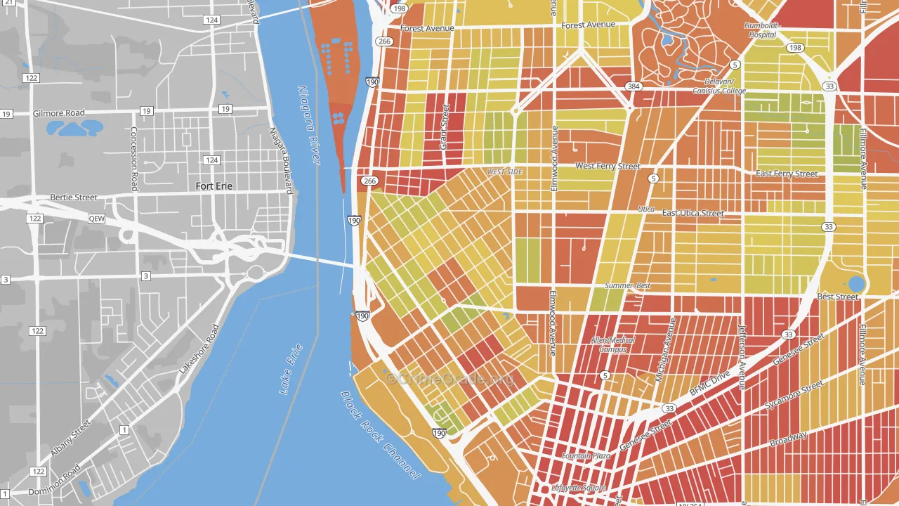 Front Park, Buffalo, NY Map of Vehicle Theft Rates