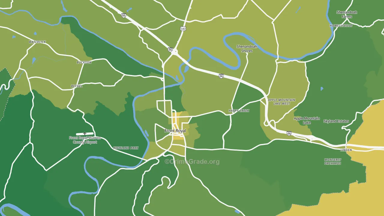 Front Royal, VA Map of Vehicle Theft Rates