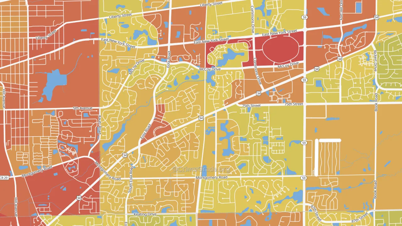 Frontenac, Aurora, IL Map of Vehicle Theft Rates