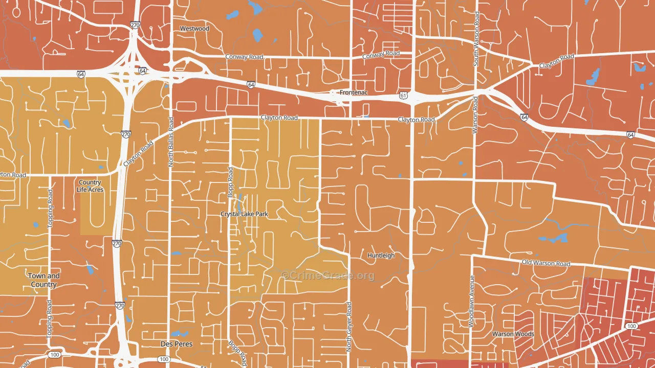 Frontenac, MO Map of Vehicle Theft Rates