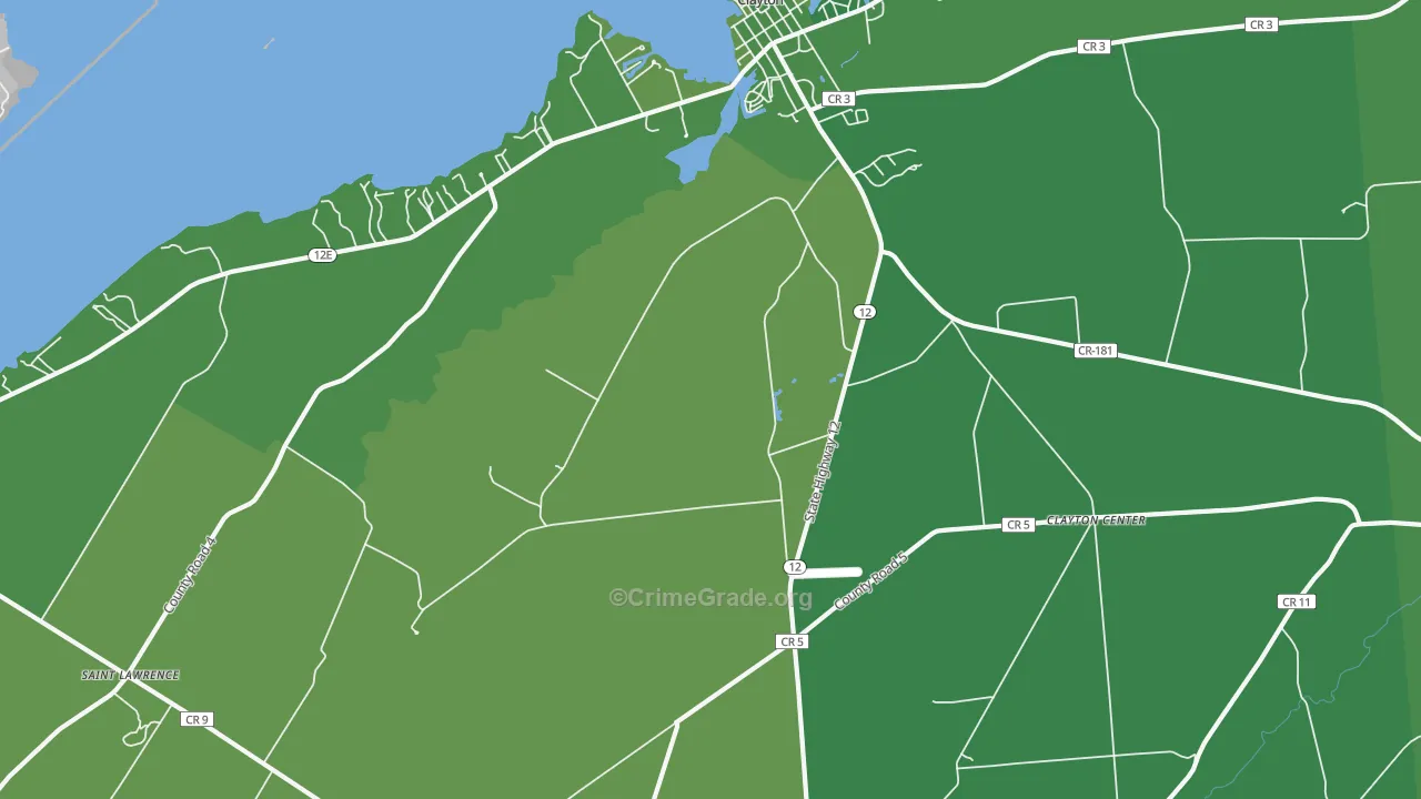 Frontenac, NY Map of Vehicle Theft Rates