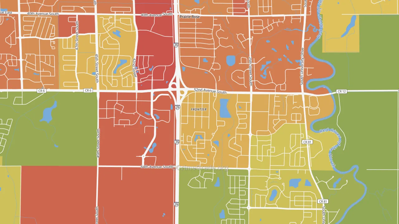 Frontier, ND Map of Vehicle Theft Rates