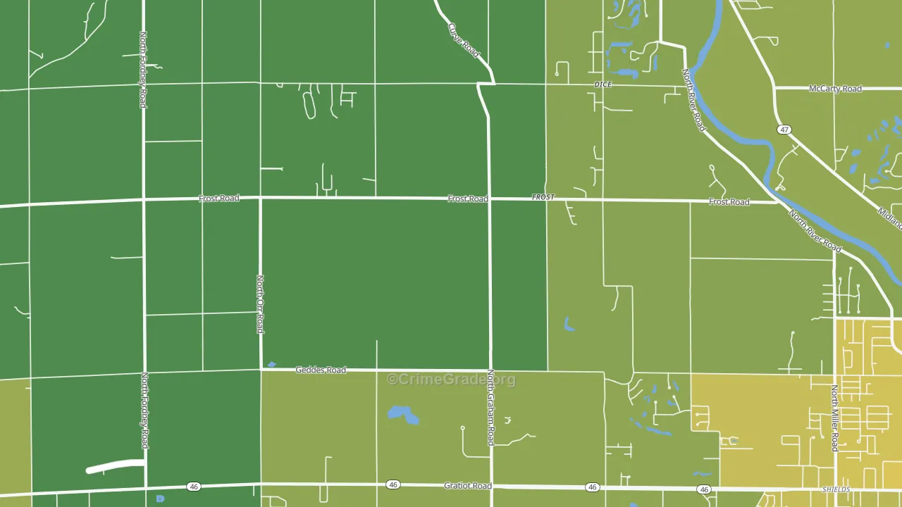 Frost, MI Map of Vehicle Theft Rates