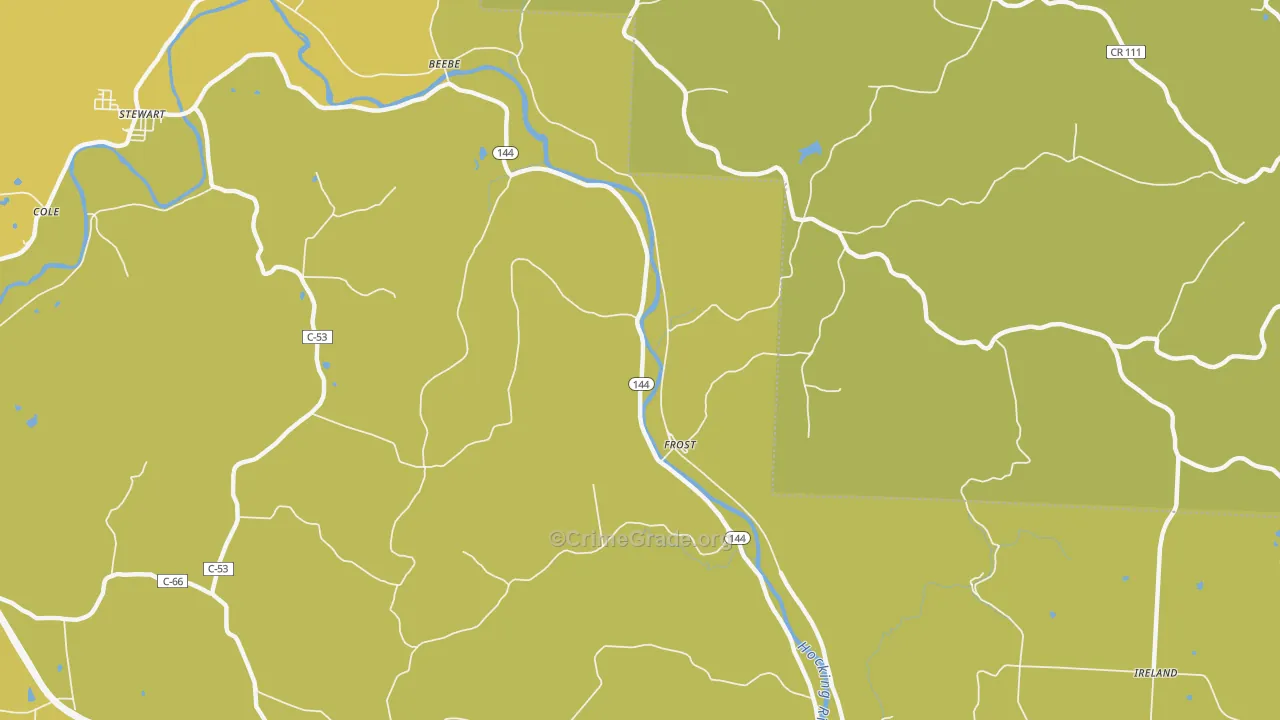 Frost, OH Map of Vehicle Theft Rates