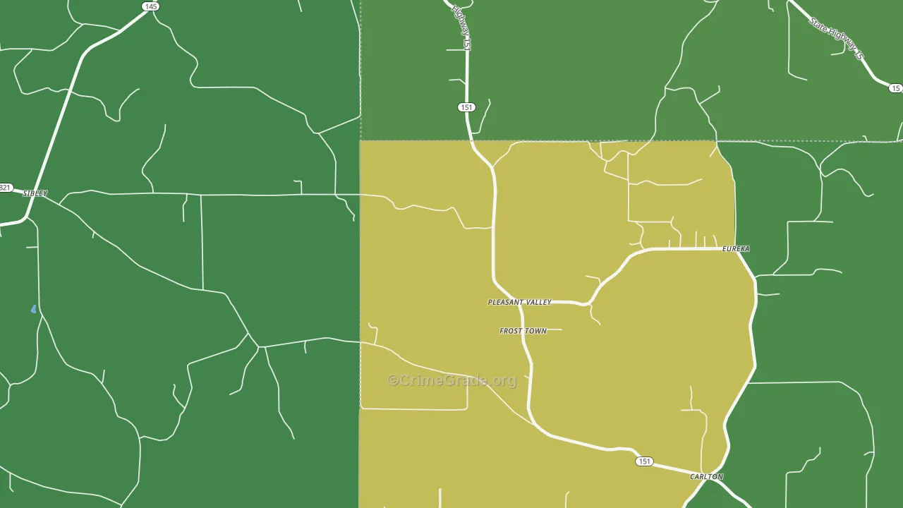 Frost Town, LA Map of Vehicle Theft Rates