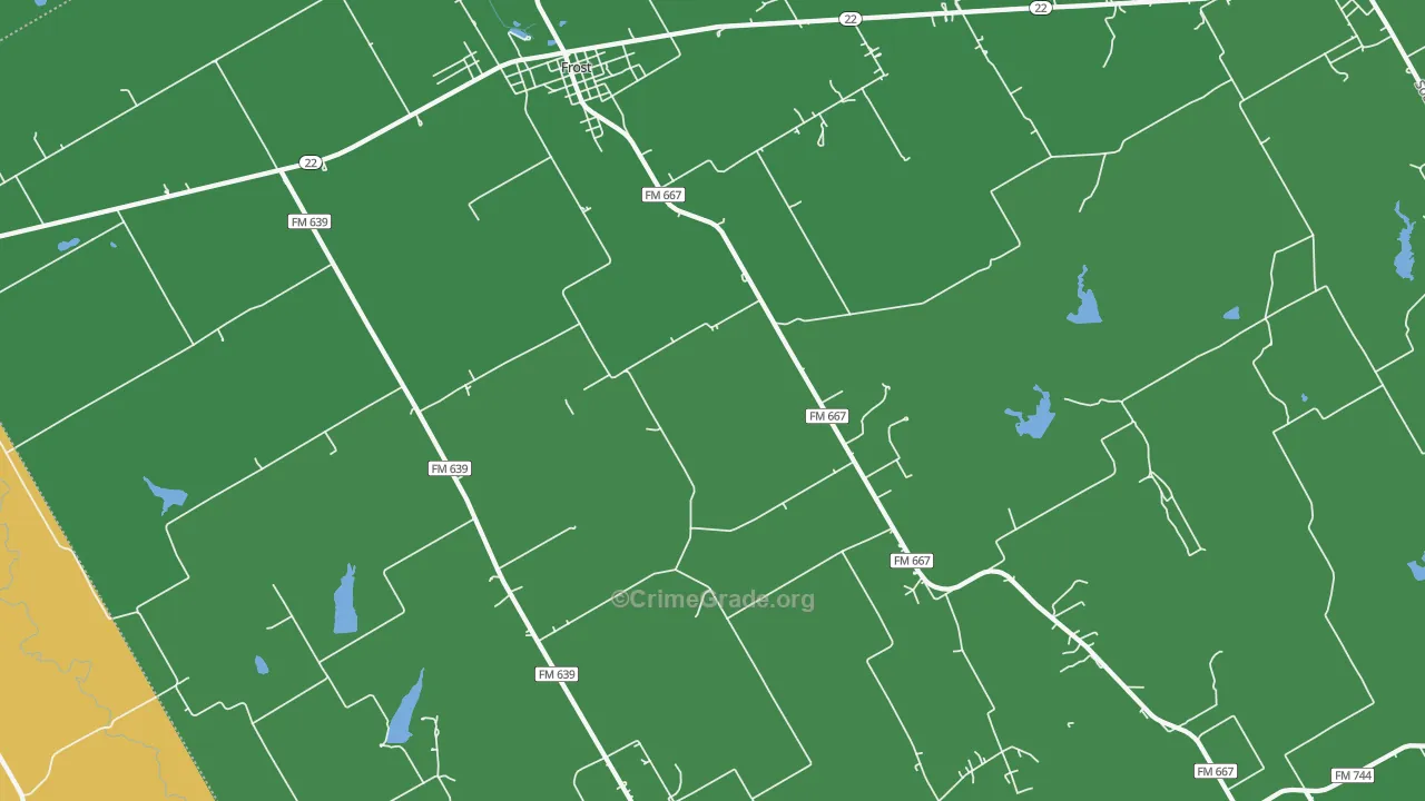 Frost, TX Map of Vehicle Theft Rates