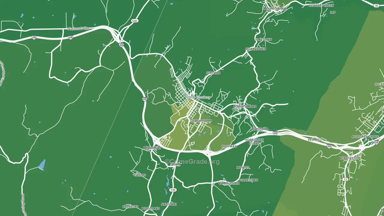 Frostburg, MD Map of Vehicle Theft Rates