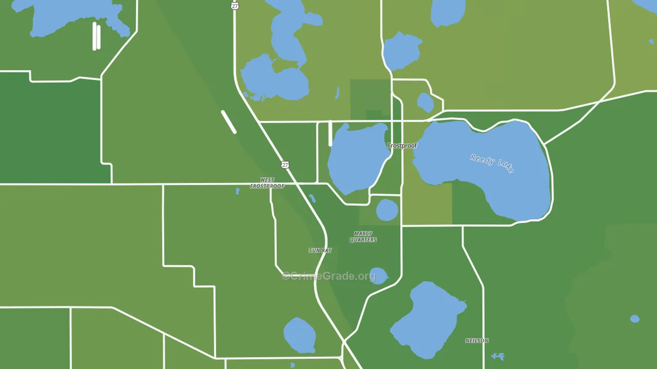 Frostproof, FL Map of Vehicle Theft Rates
