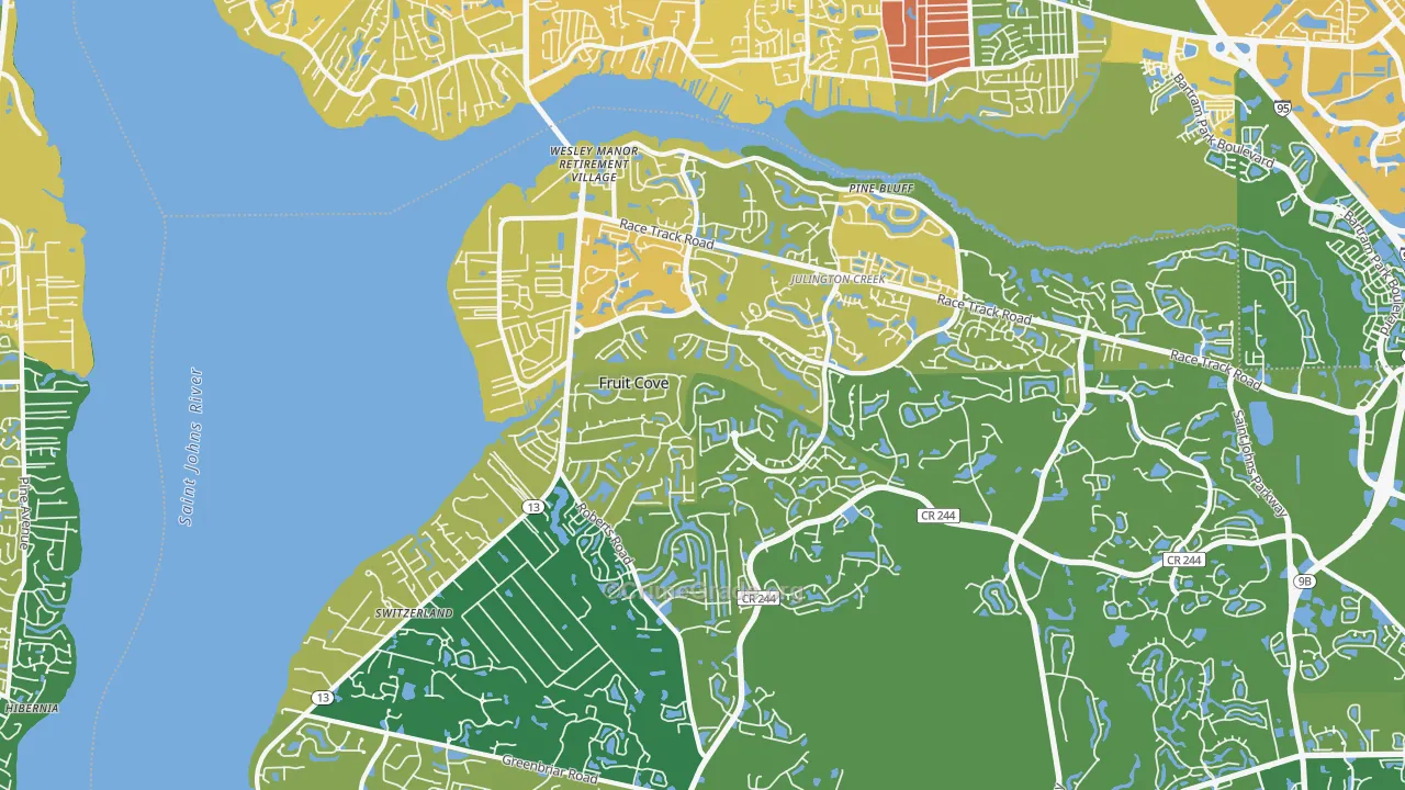 Fruit Cove, FL Map of Vehicle Theft Rates