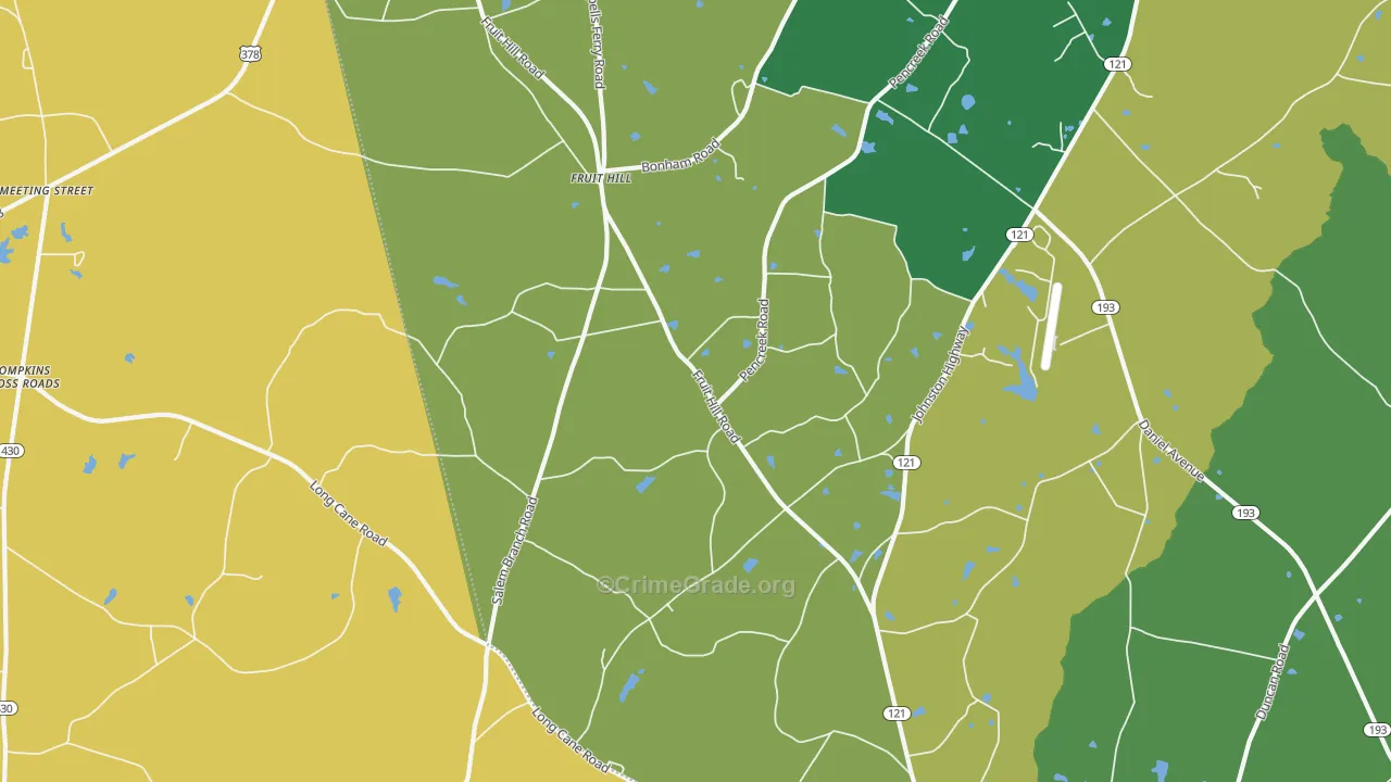 Fruit Hill, SC Map of Vehicle Theft Rates
