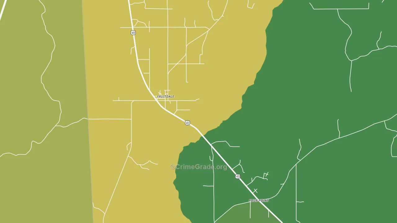 Fruitdale, AL Map of Vehicle Theft Rates