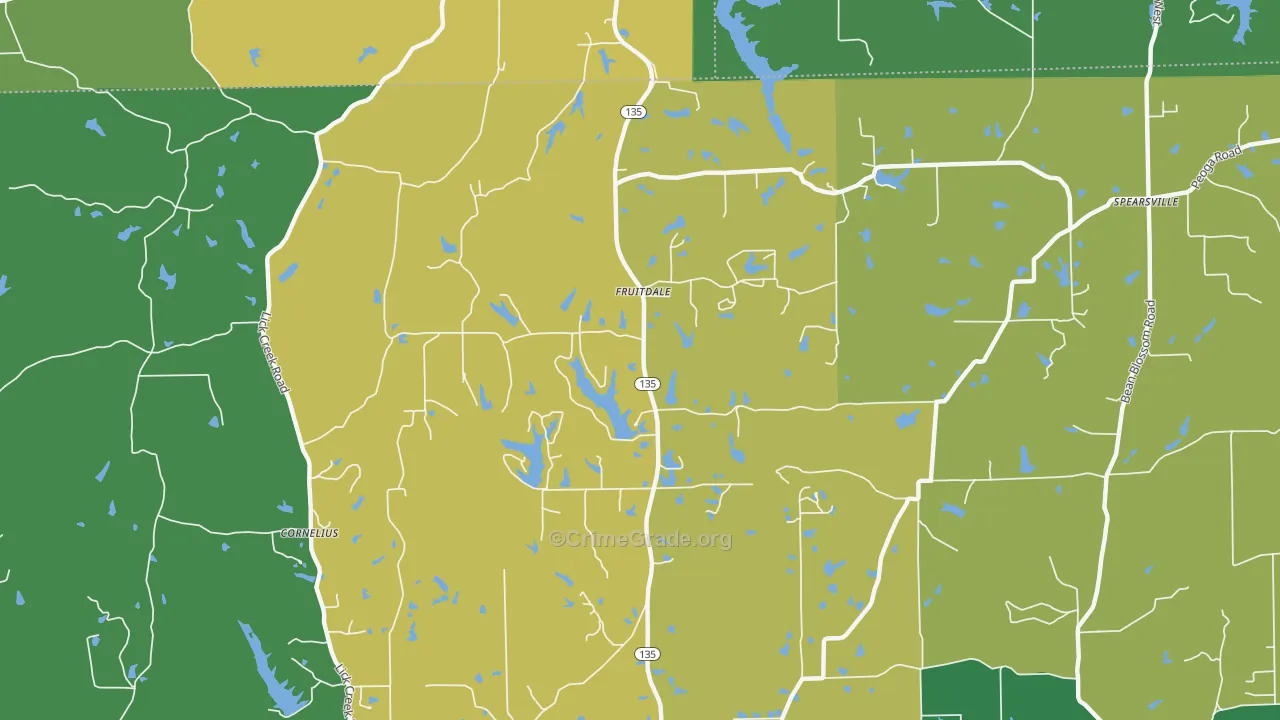 Fruitdale, IN Map of Vehicle Theft Rates