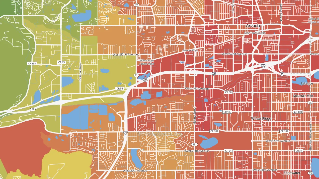 Fruitdale, Wheat Ridge, CO Map of Vehicle Theft Rates