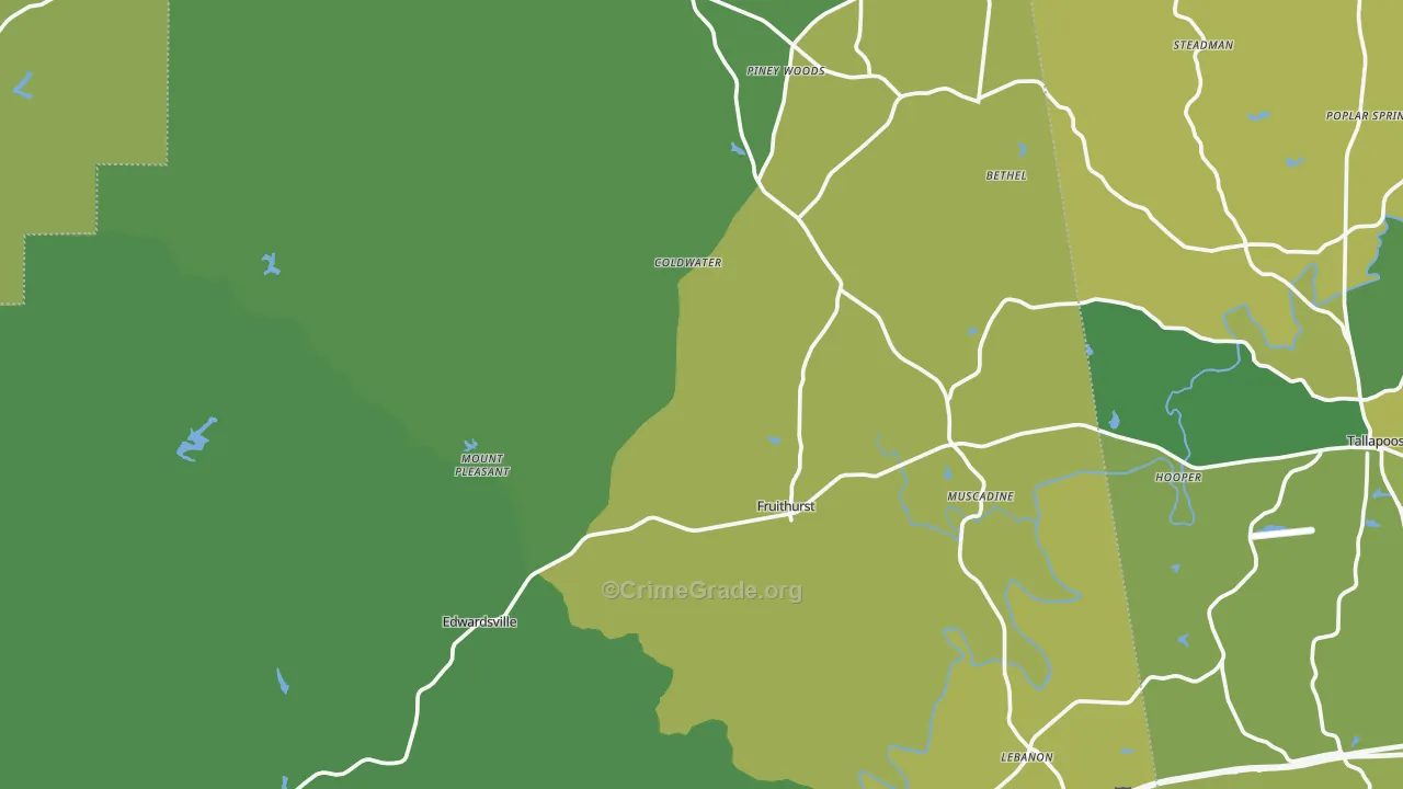 Fruithurst, AL Map of Vehicle Theft Rates