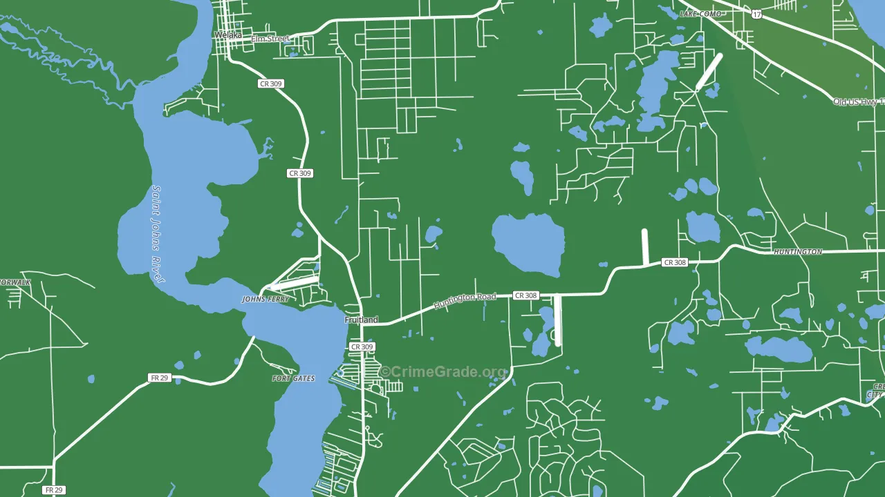 Fruitland, FL Map of Vehicle Theft Rates