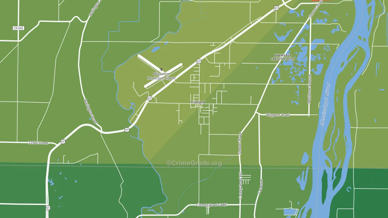 Fruitland, IA Map of Vehicle Theft Rates