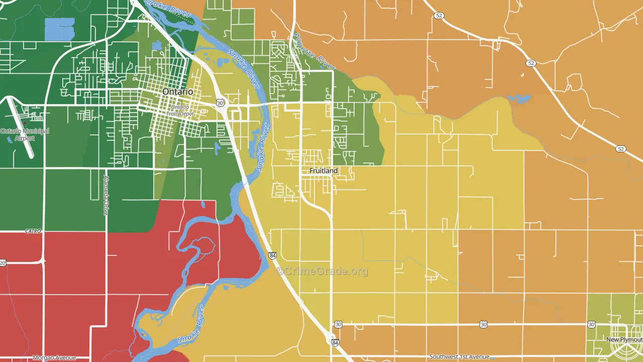 Fruitland, ID Map of Vehicle Theft Rates