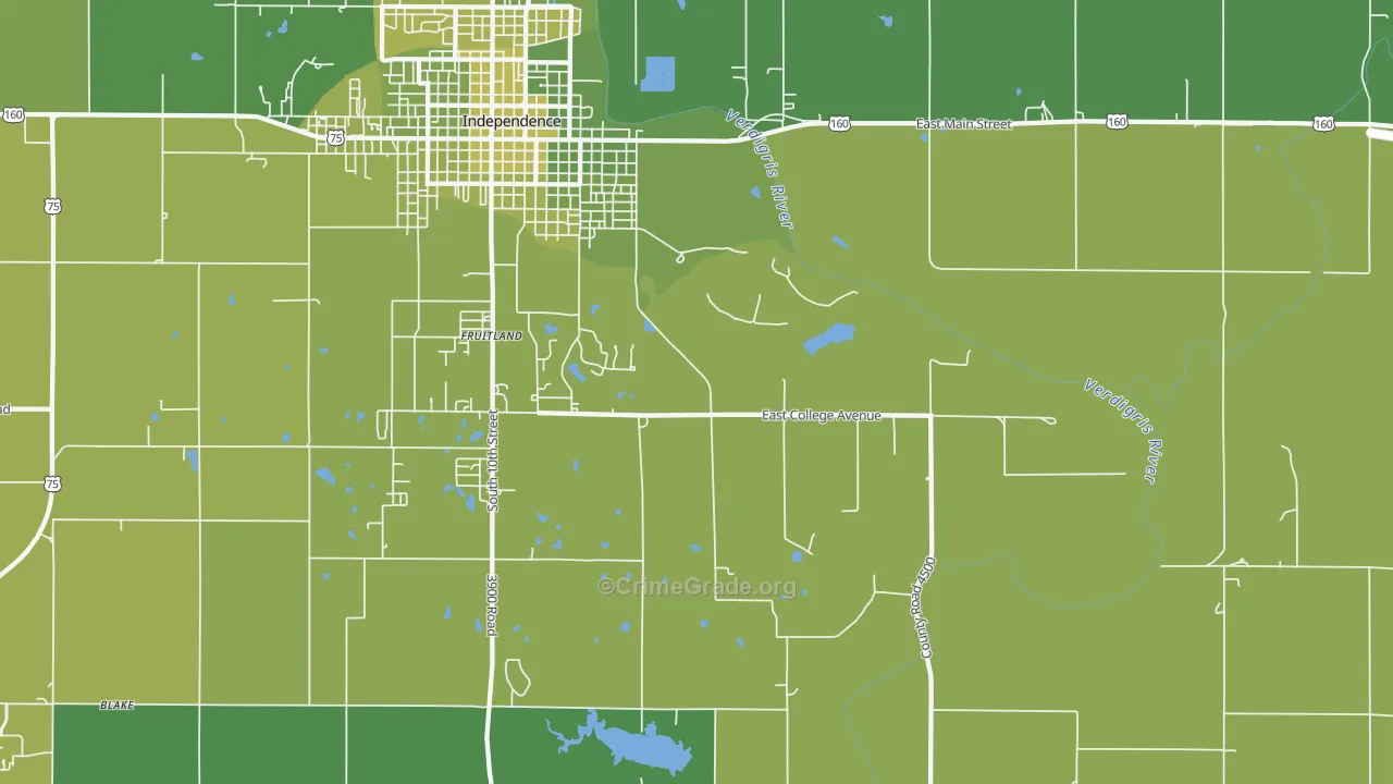 Fruitland, KS Map of Vehicle Theft Rates
