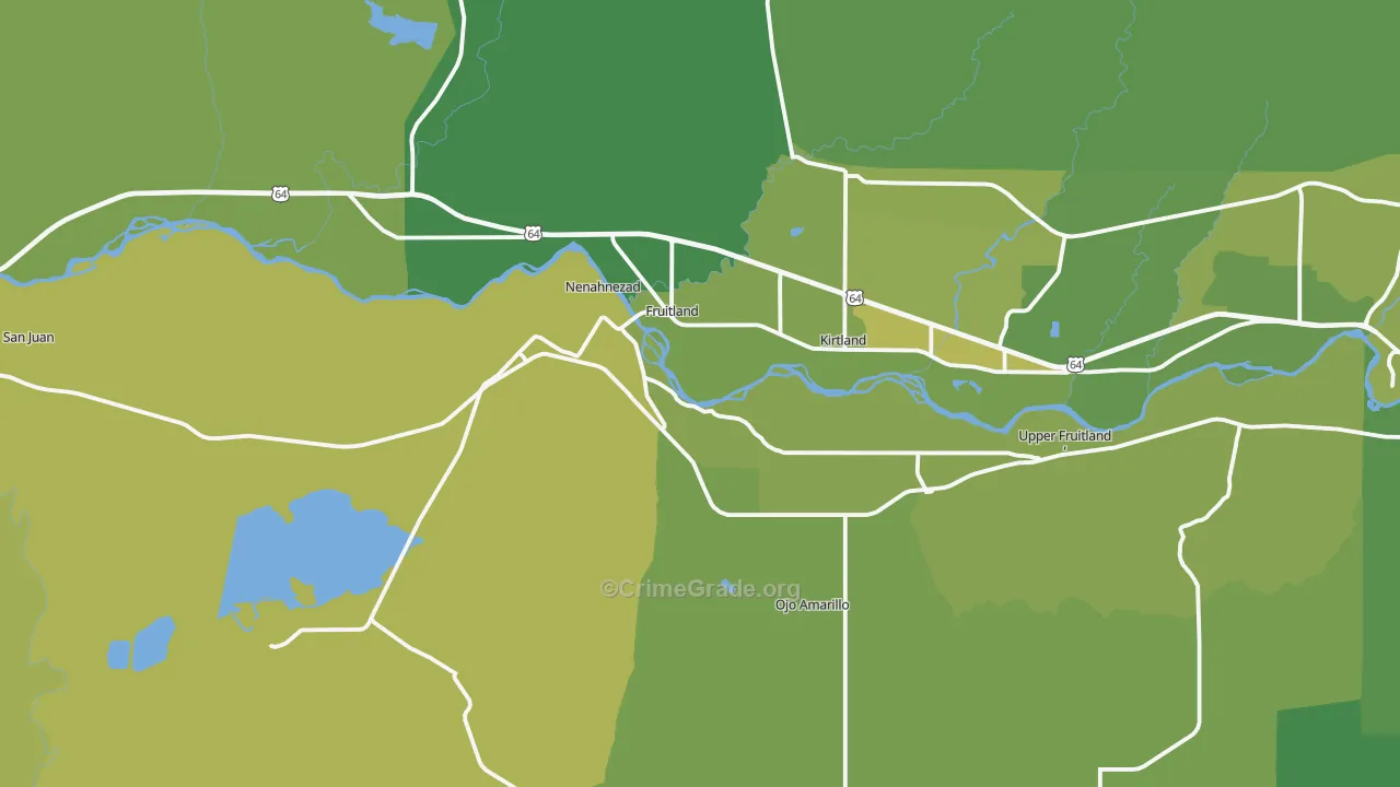 Fruitland, NM Map of Vehicle Theft Rates