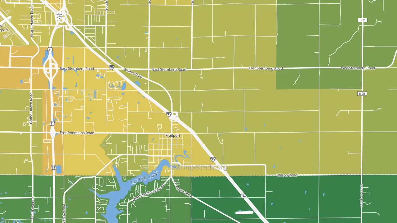 Fruitport, MI Map of Vehicle Theft Rates