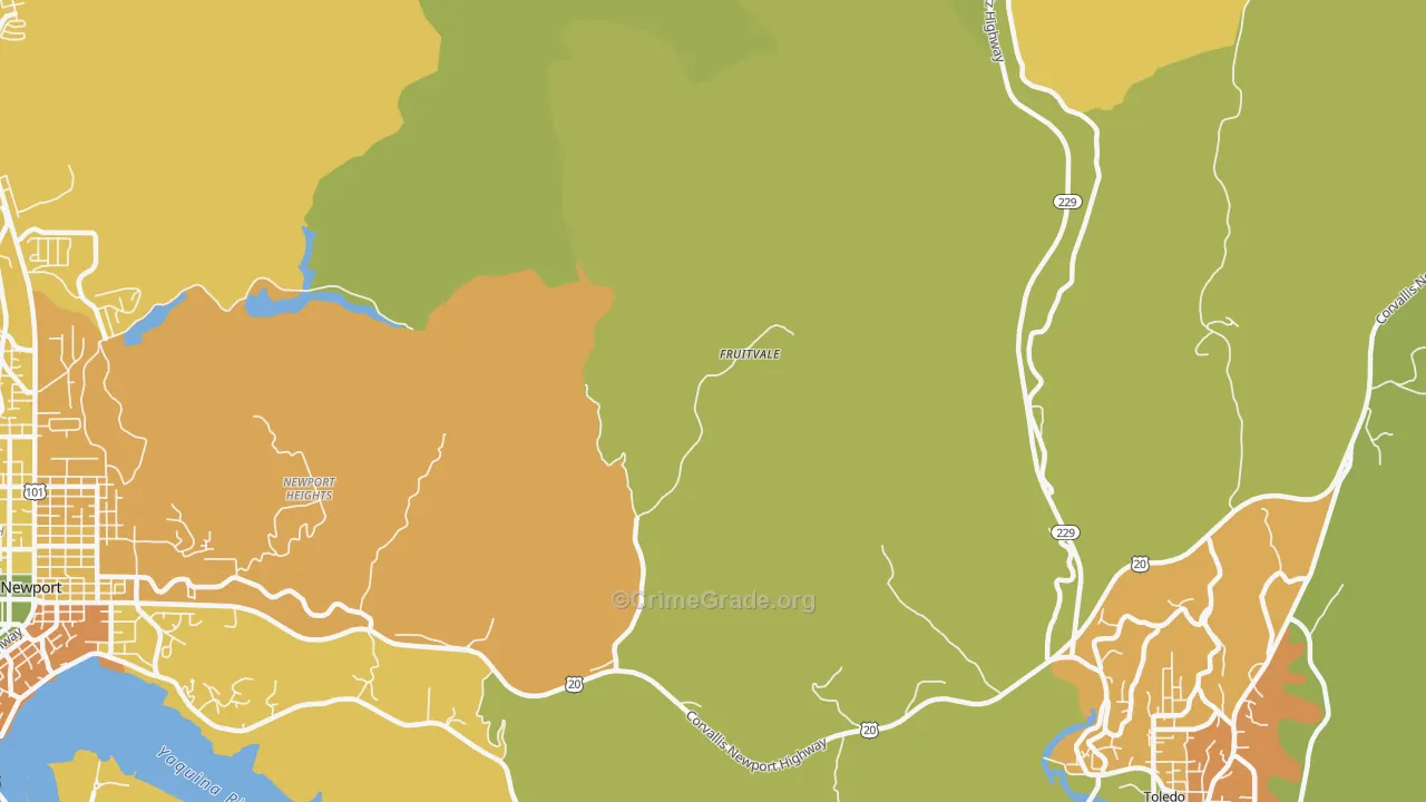 Fruitvale, OR Map of Vehicle Theft Rates