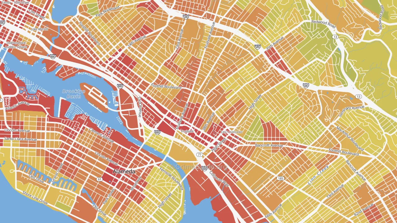 Fruitvale Station, Oakland, CA Map of Vehicle Theft Rates