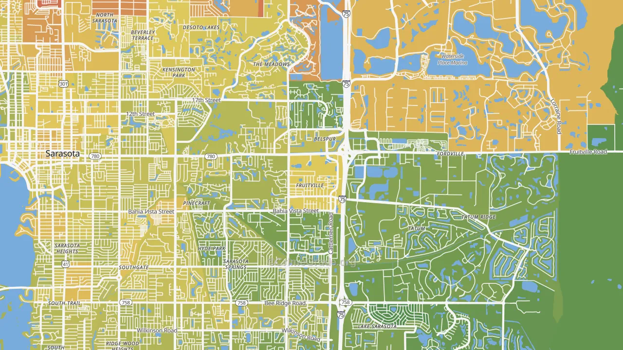 Fruitville, FL Map of Vehicle Theft Rates