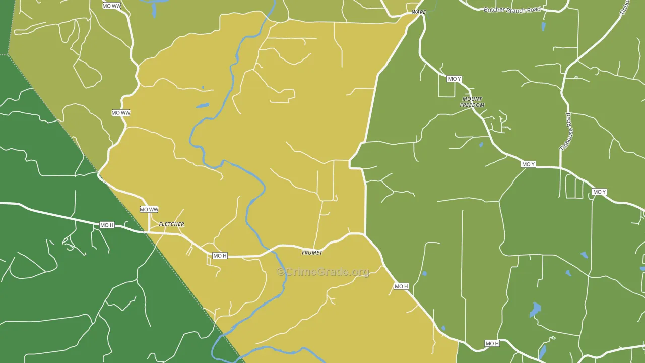 Frumet, MO Map of Vehicle Theft Rates