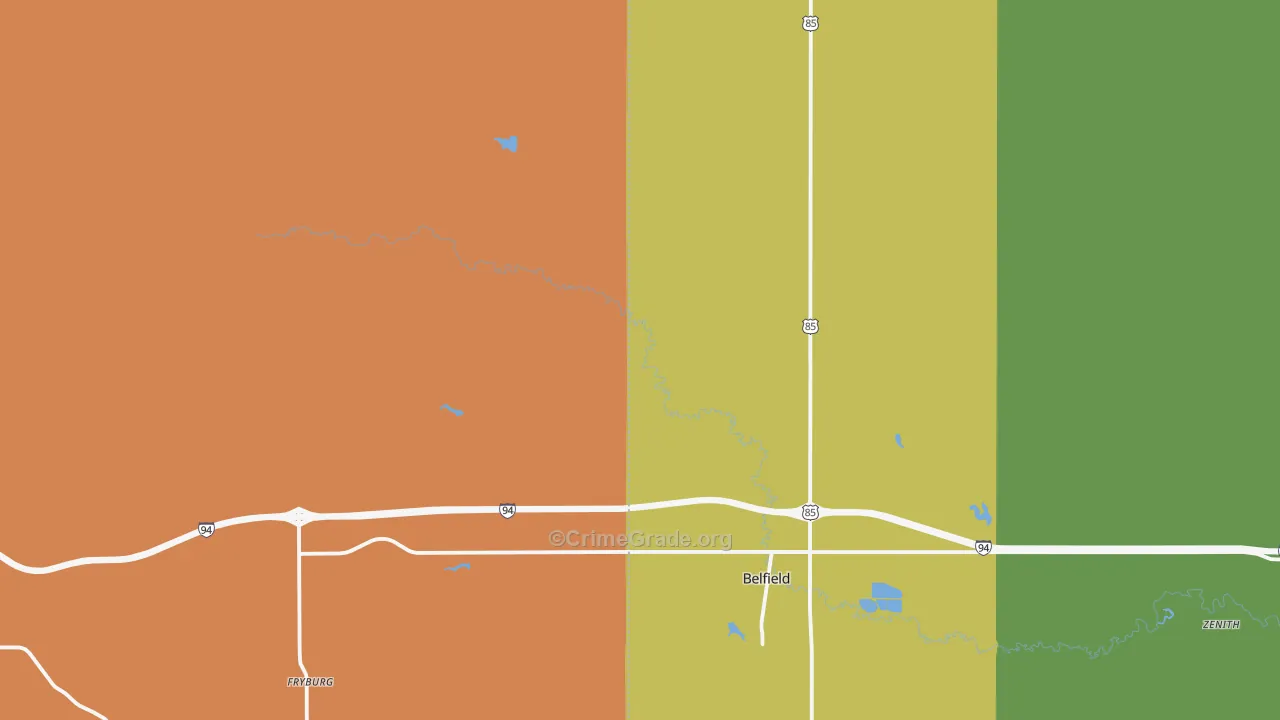 Fryburg, ND Map of Vehicle Theft Rates