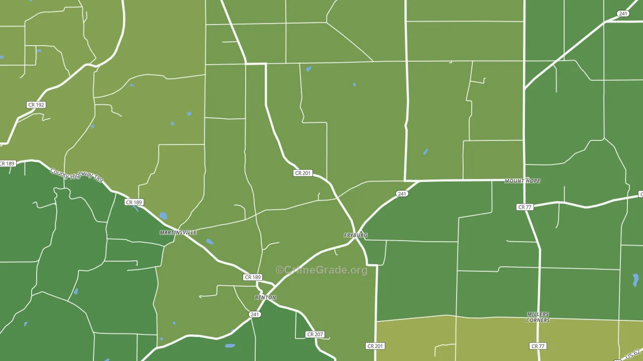 Fryburg, OH Map of Vehicle Theft Rates