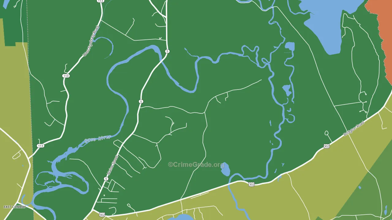 Fryeburg Center, ME Map of Vehicle Theft Rates