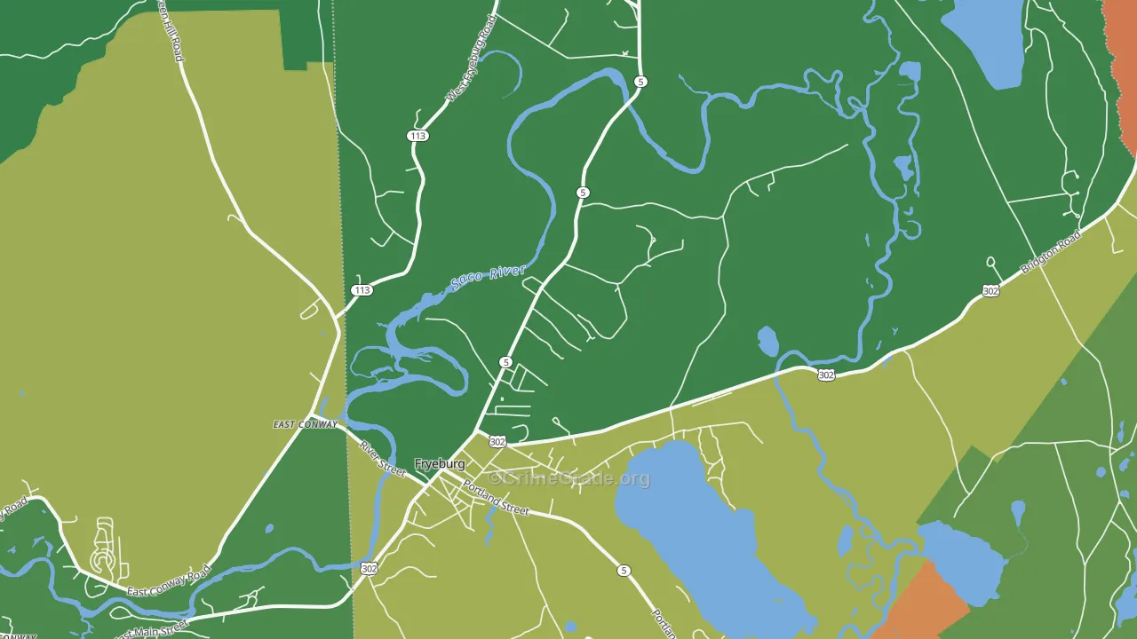 Fryeburg, ME Map of Vehicle Theft Rates