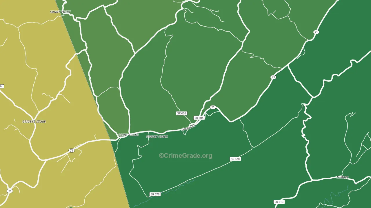 Fugates Hill, VA Map of Vehicle Theft Rates