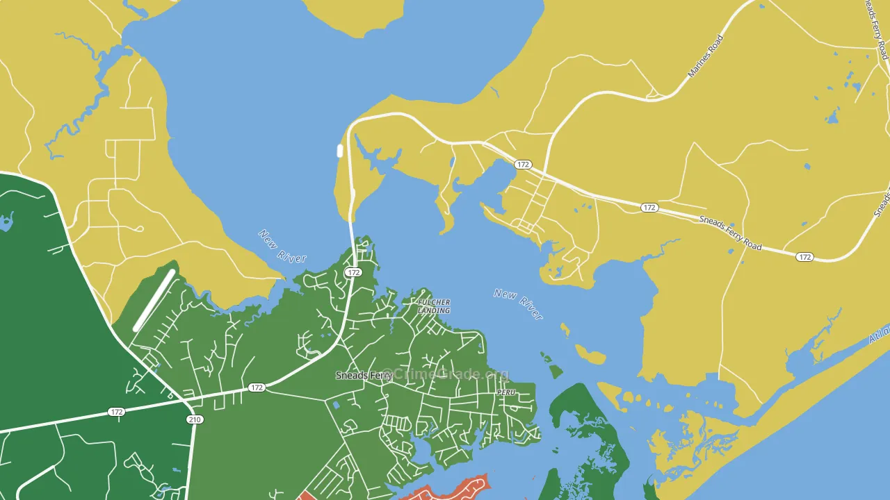 Fulcher Landing, NC Map of Vehicle Theft Rates