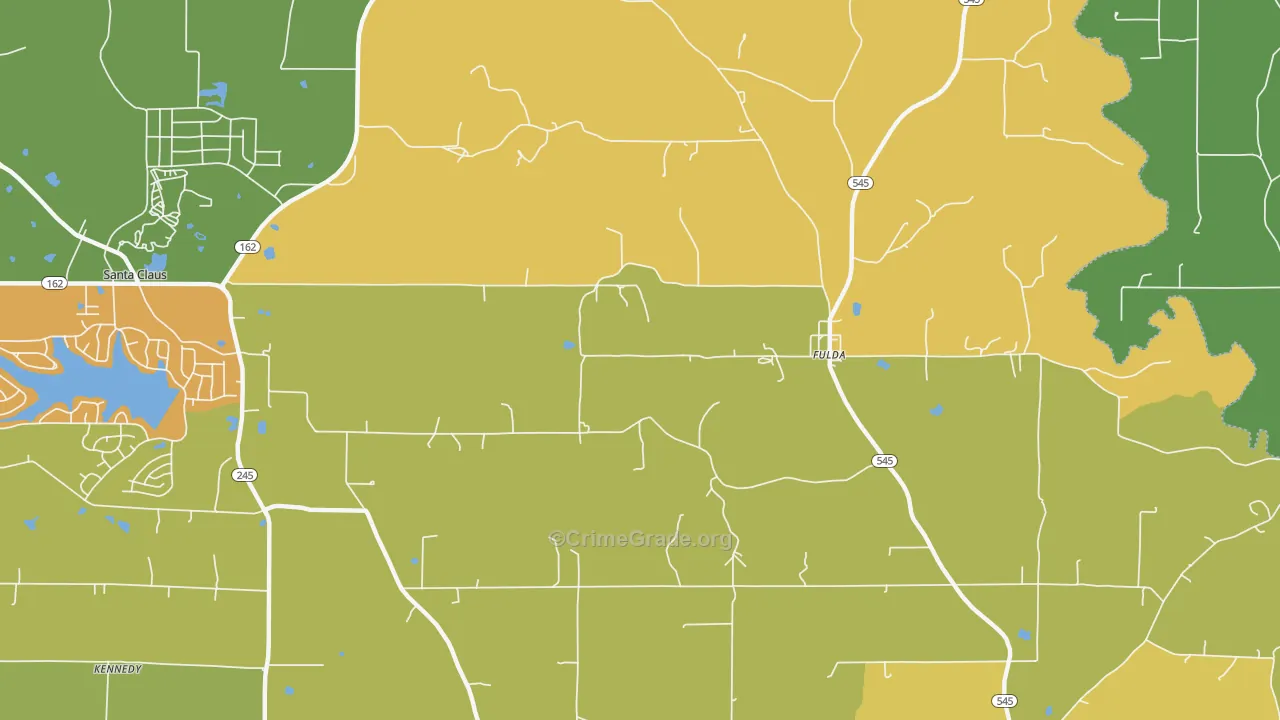 Fulda, IN Map of Vehicle Theft Rates