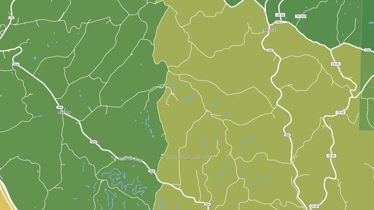 Fulda, OH Map of Vehicle Theft Rates