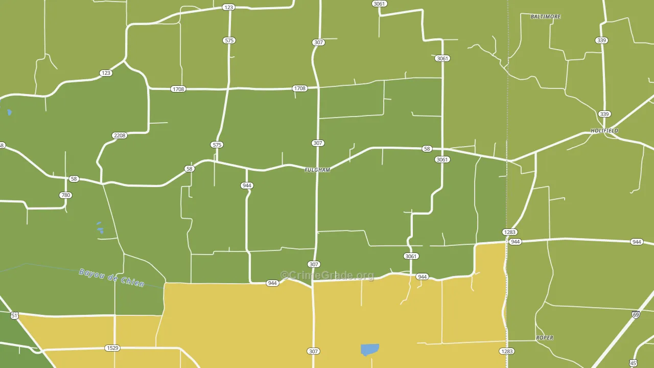 Fulgham, KY Map of Vehicle Theft Rates
