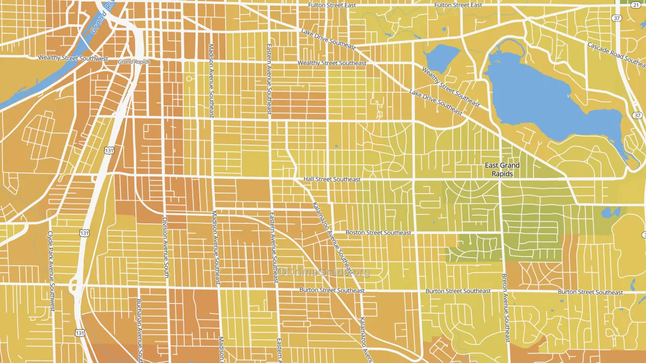 Fuller Avenue, Grand Rapids, MI Map of Vehicle Theft Rates