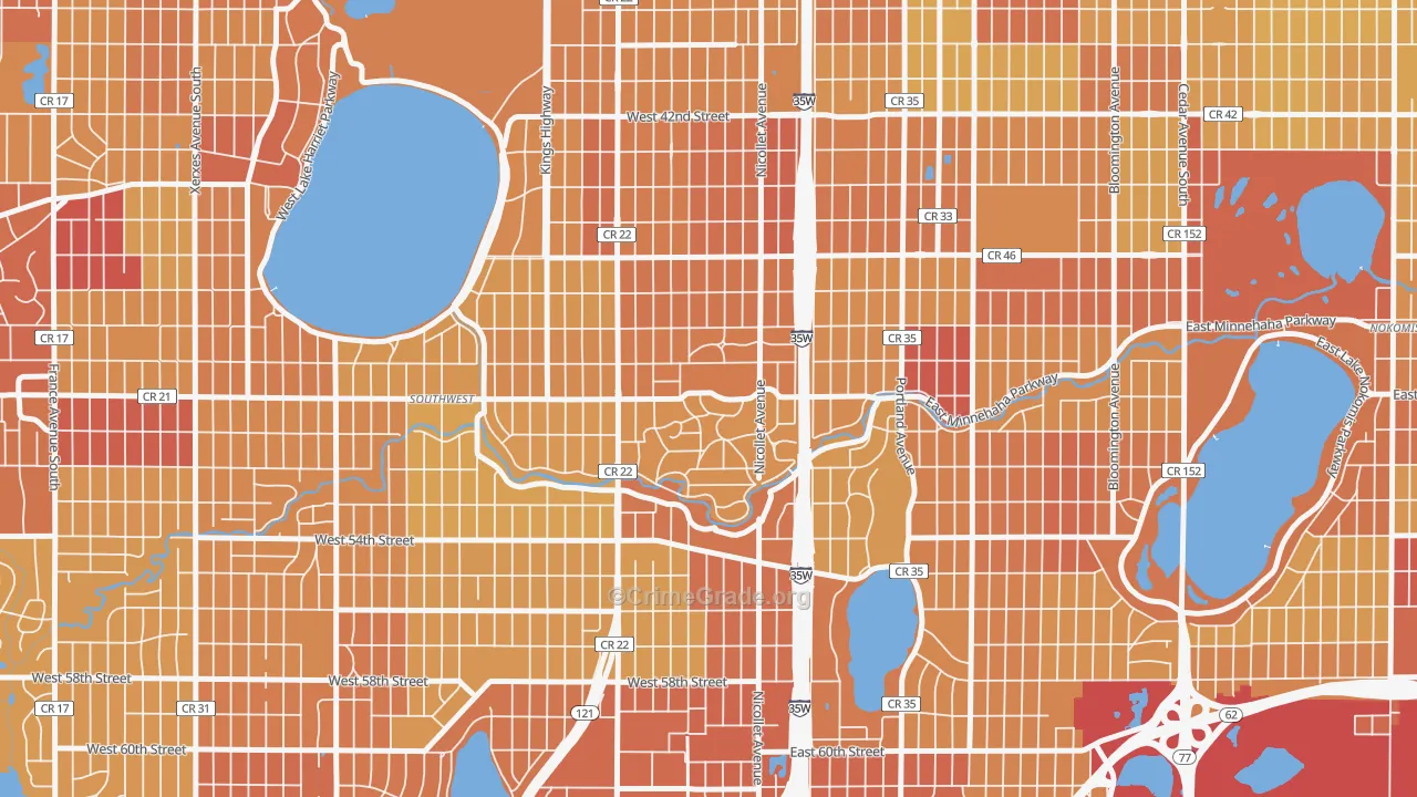 Fuller Tangletown, Minneapolis, MN Map of Vehicle Theft Rates