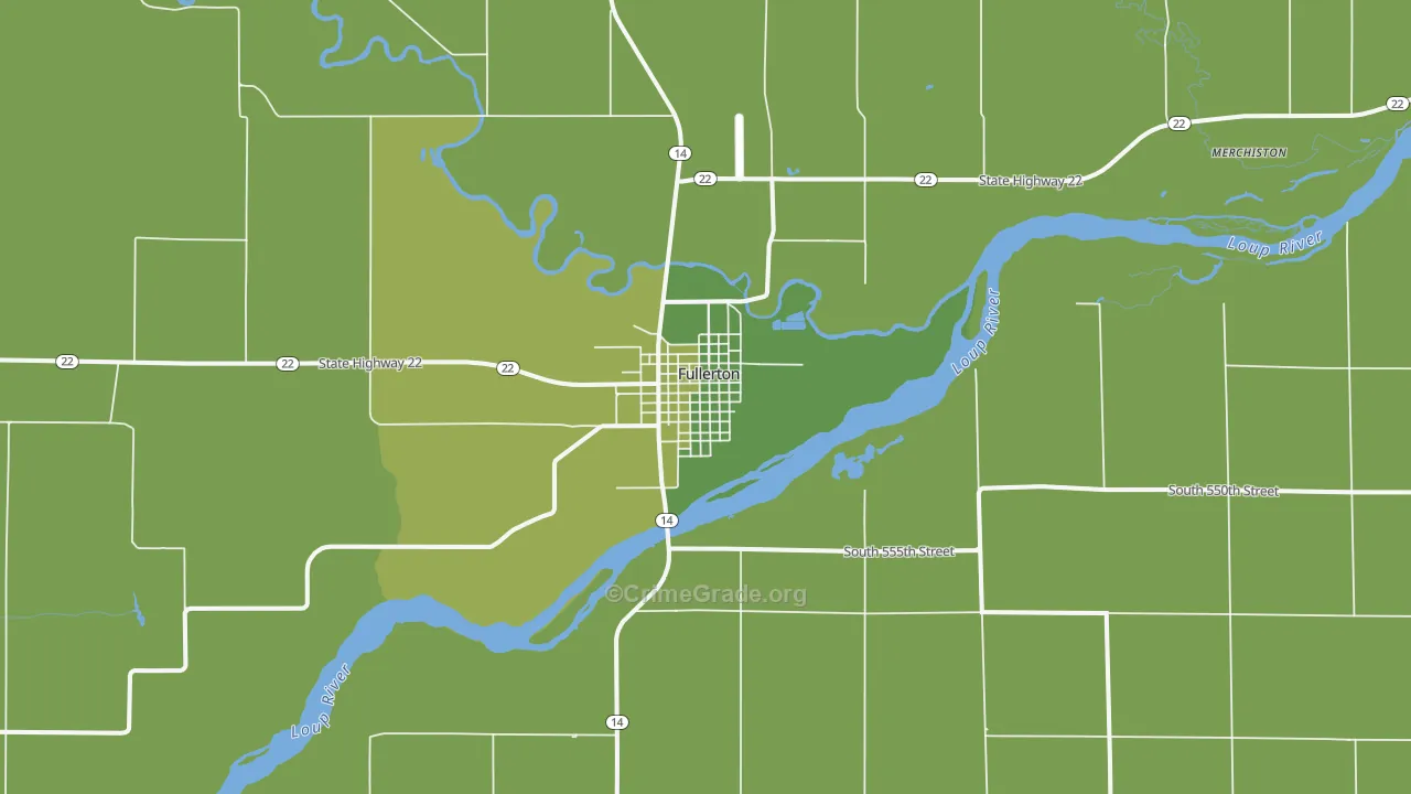 Fullerton, NE Map of Vehicle Theft Rates